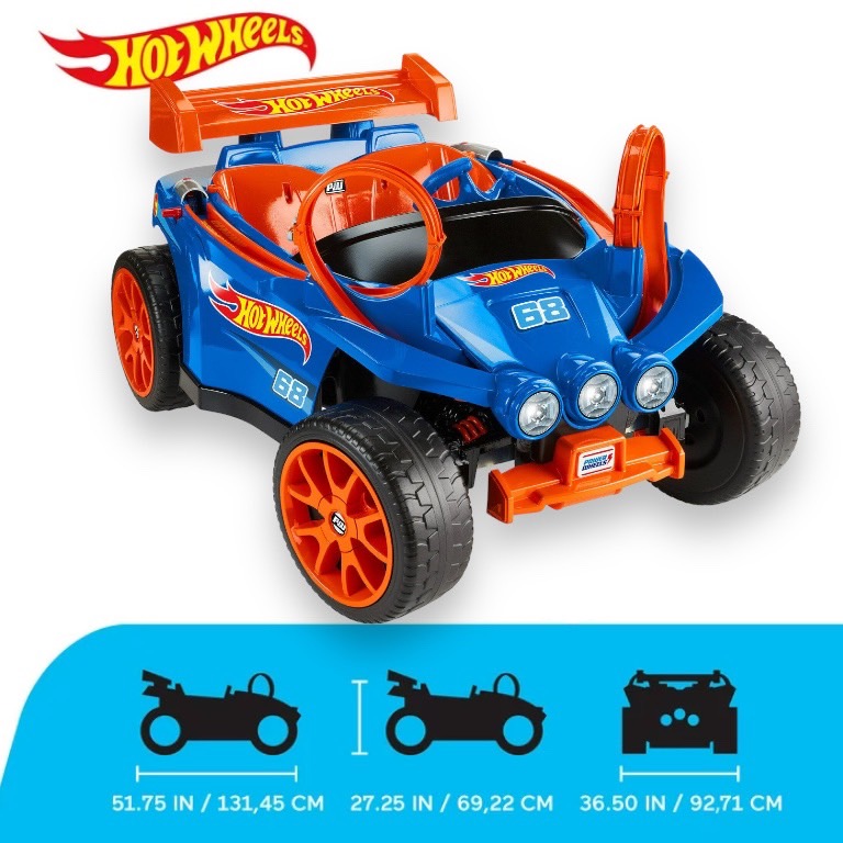 นำเข้า🇺🇸 ใหม่ รถแข่งแบตเตอรี่เด็ก2ที่นั่ง มาพร้อมกับของเล่นและออฟชั่นในรถ 12V Power Wheels Hot Wheels Racer Battery-Powered Ride-On and Vehicle Playset with 5 Toy Cars ราคา 18,900 บาท