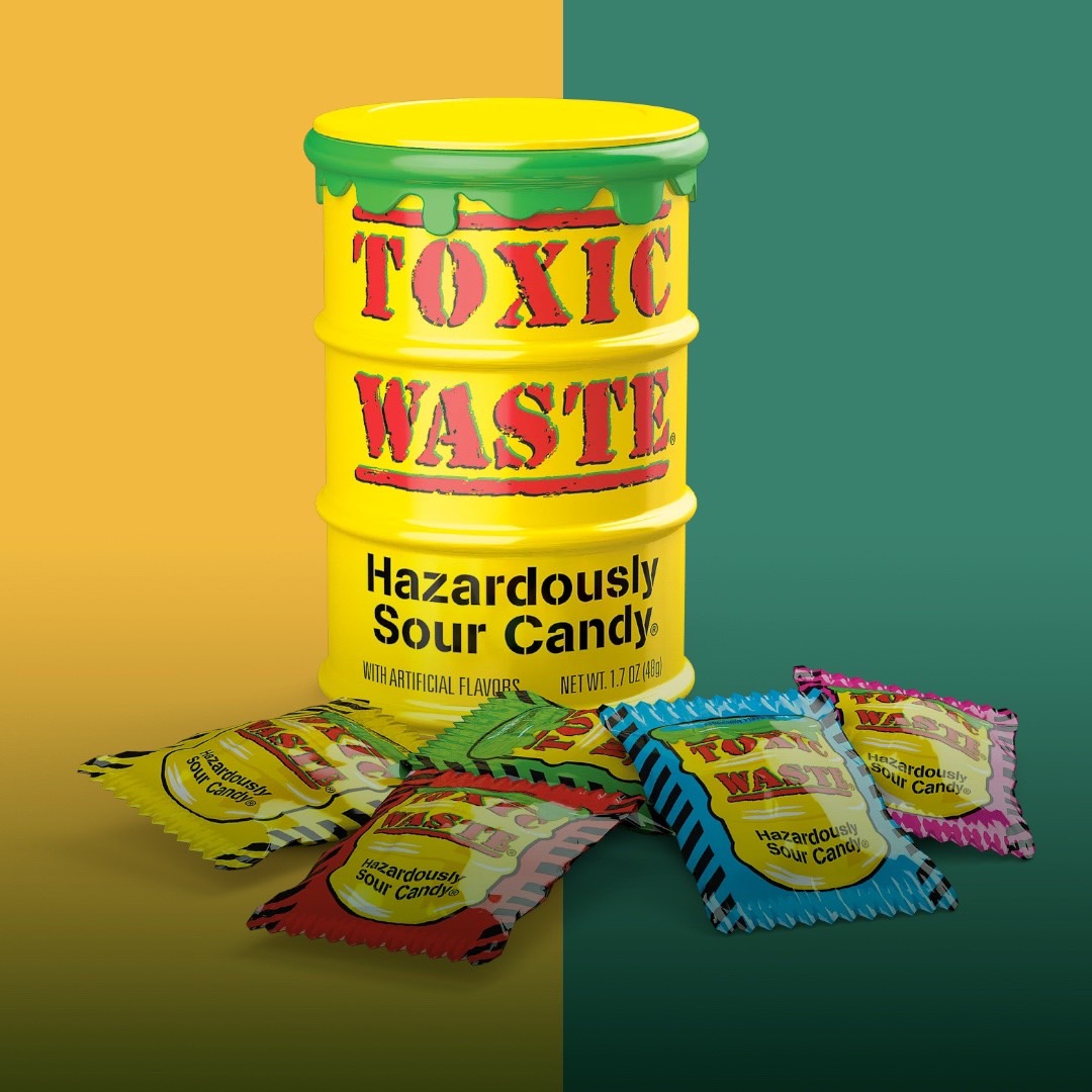 ใหม่(new)ขนมยอดฮิตอมริกาTOXIC WASTE Drums Sour Candy1.7oz ราคากระปุกละ : 200 บาท