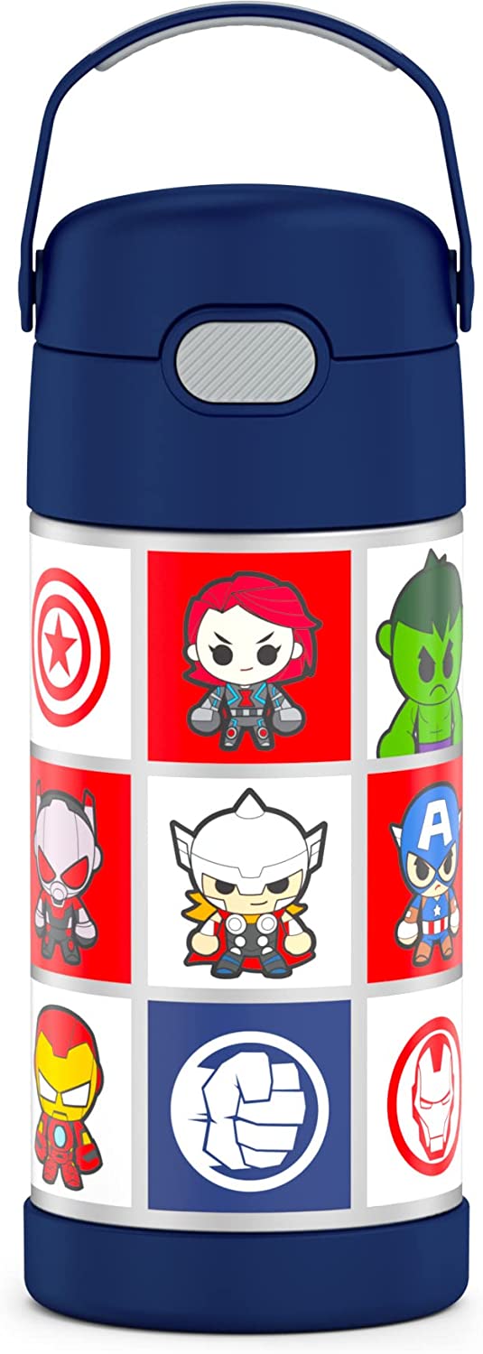 THERMOS FUNTAINER 12 Ounce Stainless Steel Vacuum Insulated Kids Straw Bottle, Avengers ราคา 950 - บาท