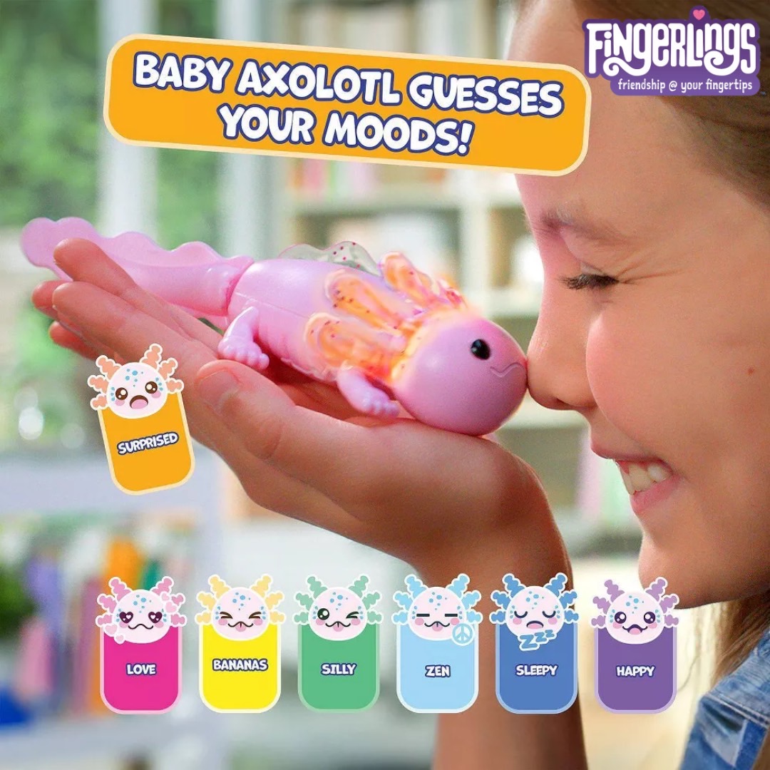 นำเข้า 🇺🇸 🐲 Finger lings Interactive Baby Axolotl Toy with Inflatable Pool, Alix - Pink 🪸 ของเล่นแอ็กโซลอเติลสีชมพู ราคา 1,690 บาท