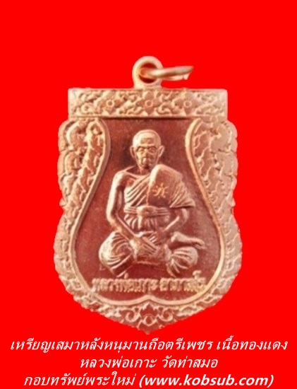 เหรียญเสมาหลังหนุมานถือตรีเพชร เนื้อทองแดง หลวงพ่อเกาะ วัดท่าสมอ