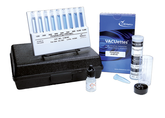 CHEMets รหัสสินค้าK-8510Cชุดทดสอบคุณภาพน้ำค่าฟอสเฟต,Phosphate Visual Kit,Meas.range:0～1200&1200～12,000ppm