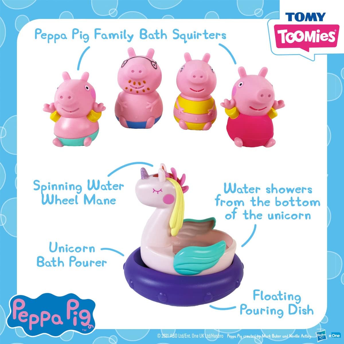 ใหม่ของเล่นในน้ำ🐷🦄 นำเข้า🇺🇸 TOMY Toomies Peppa Pig Baby Bath Set-ของเล่น Peppa Pig Set ครอบครัว ราคา 1,590 บาท