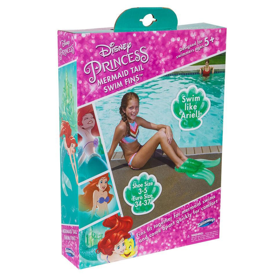 Disney Princess 'Ariel' Mermaid Tail Swim Fins for Children Shoe Size 3-5