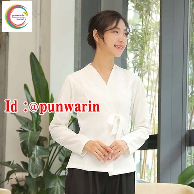 ชุดพนักงานนวดสปา ชุดพนักงานเสริมสวย ชุดสปาชุดนวดหญิง ภาพ S-4xl SR6404002 เสื้อตัวเดียว