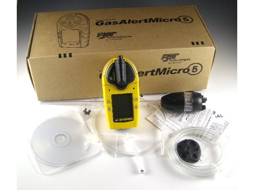 BwTechnology รหัสสินค้า M5-XWAY-R-P-D-Y-N-00 เครื่องตรวจจับก๊าซ5ชนิดแบบพกพาสีเหลือง,GasAlertMicro5,multi-Gas Detector, %LEL,O2,H2S,CO,NH3,rechargeable battery&pump,yellow housing