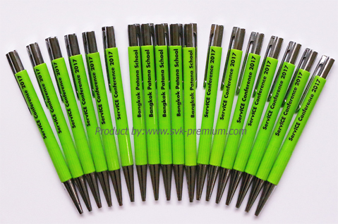 ปากกาพลาสติกโรงเรียนบางกอกพัฒนาสกรีนโลโก้