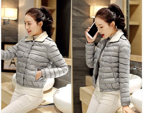 CW5909018 เสื้อโค้ทผู้หญิงหวานเกาหลีตัวสั้นสไตร์เสื้อแจ๊กเก็ต(พรีออเดอร์) รอ 3 อาทิตย์หลังโอนเงิน CW5909018 ตัว