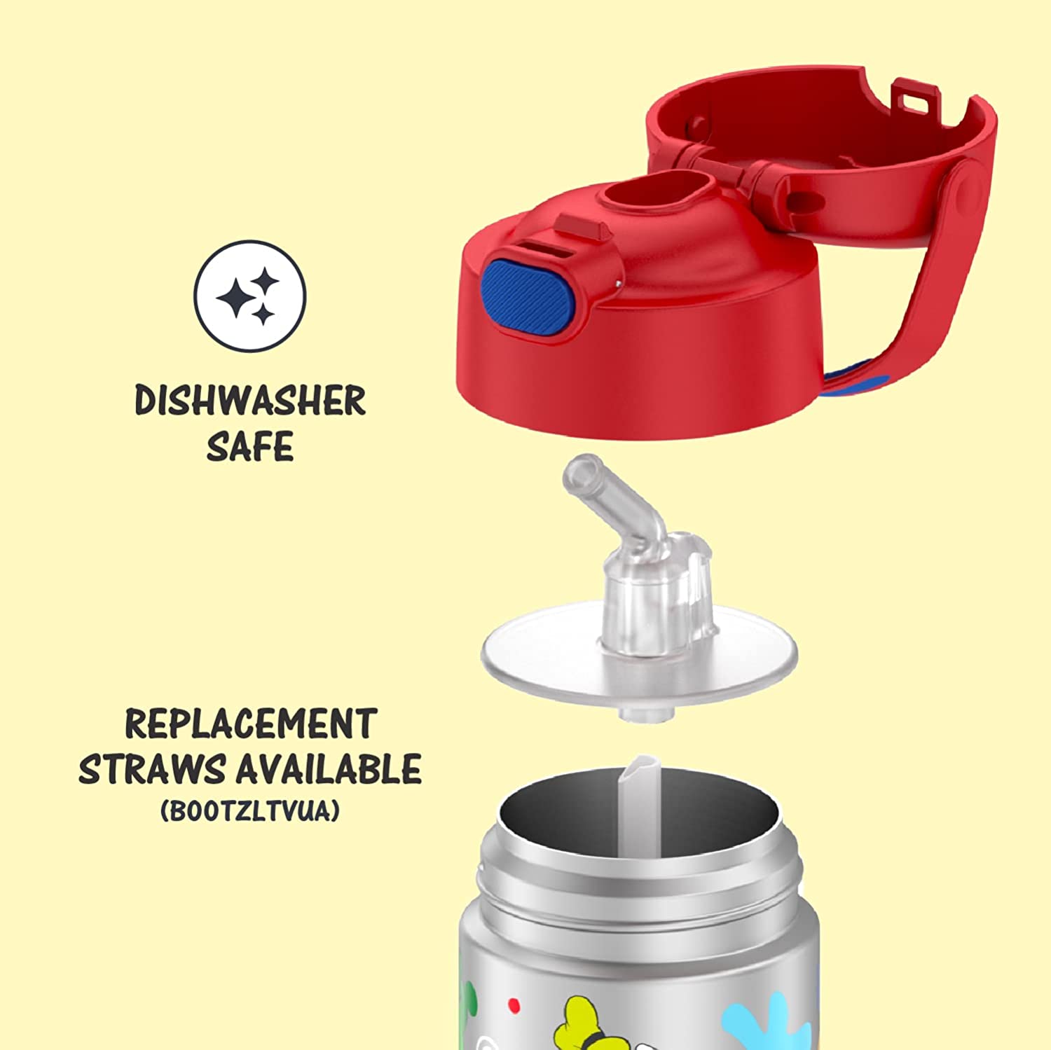 THERMOS FUNTAINER 12 Ounce Stainless Steel Vacuum Insulated Kids Straw Bottle, Mickey Mouse ราคา : 990 บาท