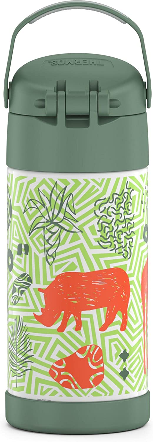 กระติกดูดน้ำแตนเลสหุ้มฉนวนสุญญากาศยี่ห้อ Thermos ของแท้ขนาด 12 ออนซ์ ลาย Jungle Kingdom ราคา 990 - บาท