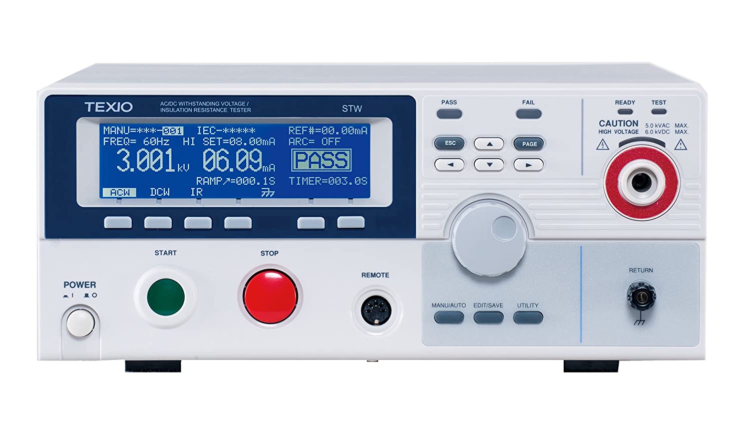 Texio รุ่นSTW-9902เครื่องวัดทดสอบความปลอดภัยทางไฟฟ้าSafety Standard Tester(AC/DC Withstanding Voltage Test)/Outpu range(0.100kV～5.000kV)