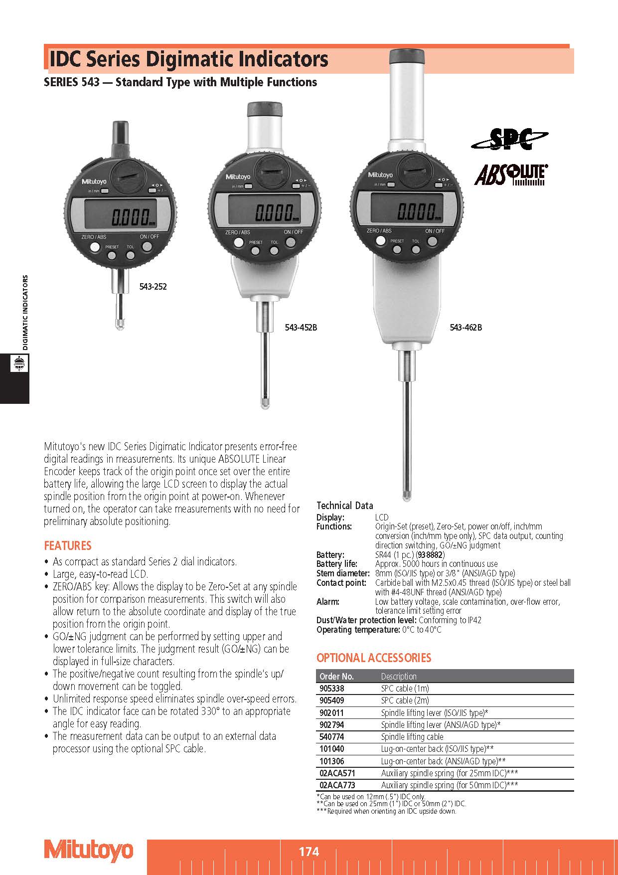 IDC Series Digimatic Indicators SERIES 543 — Standard Type with Multiple Functions