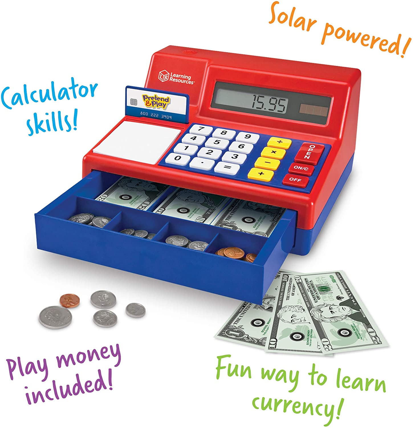 พร้อมส่งค่ะ แคชเชียร์เก็บเงินจำลองชุดใหญ่ Learning Resources Pretend & Play Cash Register, Regular ราคา 2290 บาท