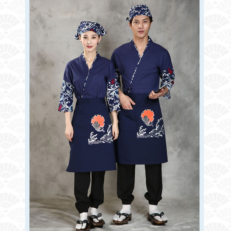 G6203005 เสื้อพนักงานร้านอาหารญี่ปุ่น เกาหลี เสื้อกิโมโน ร้านอาหารญี่ปุ่น สีภาพ S M L XL 2XL G6203005 เสื้อตัวเดียว