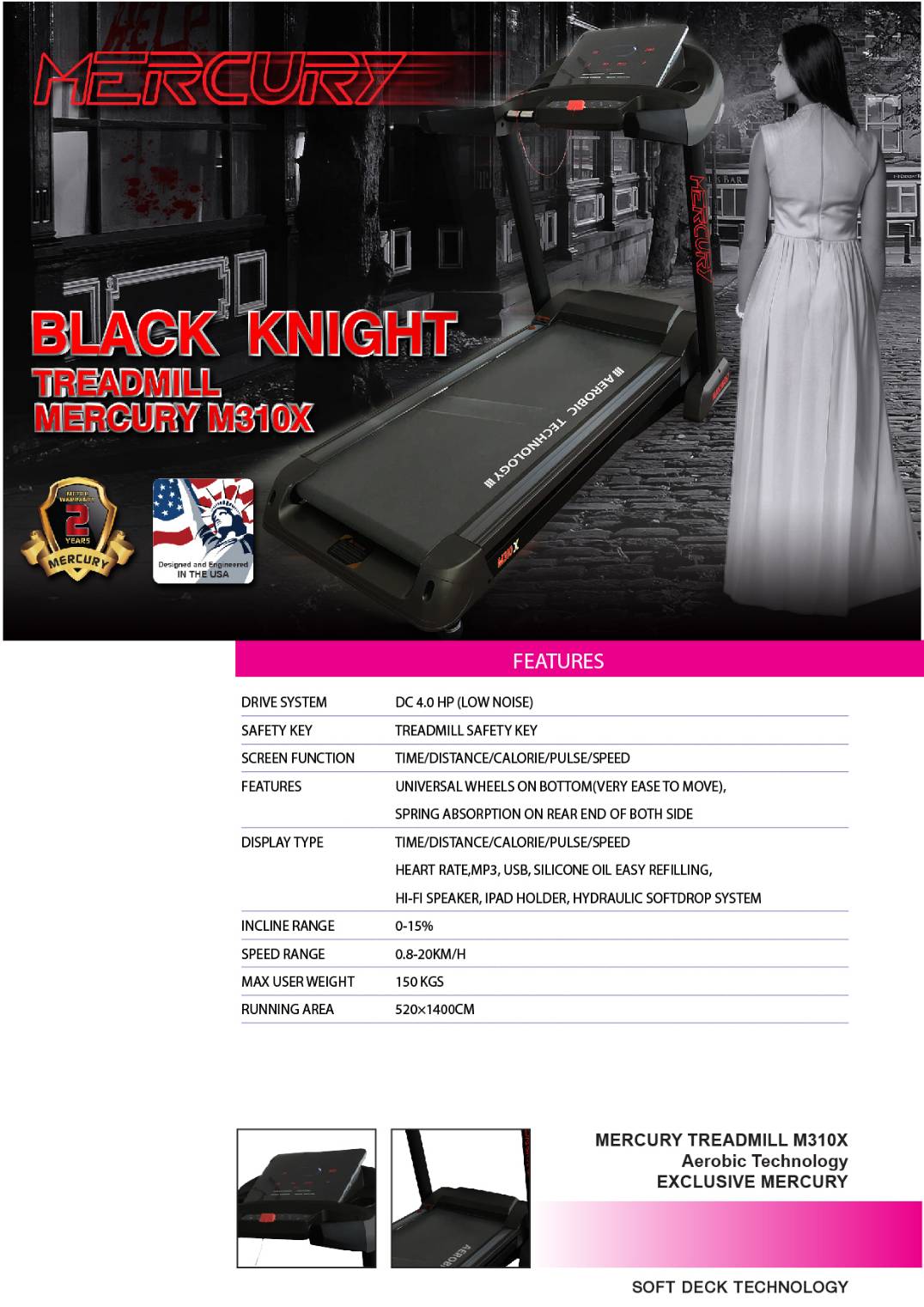 ลู่วิ่งไฟฟ้า Mercury M310X/6.0 hp ขายตัวโชว์