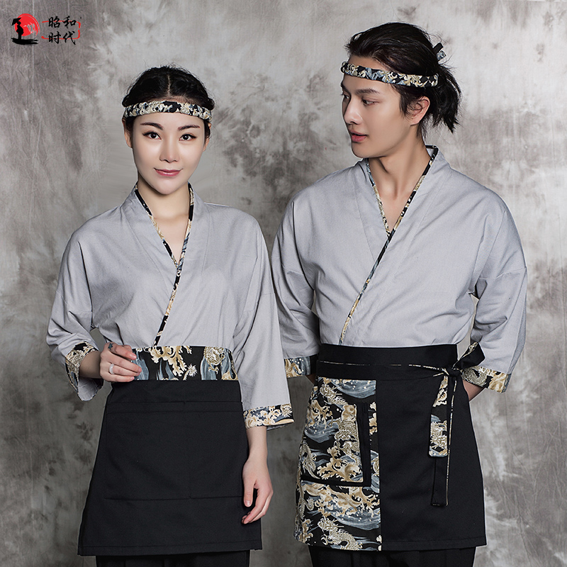 G6202007 เสื้อพนักงานร้านอาหารญี่ปุ่น เกาหลี เสื้อกิโมโน ร้านอาหารญี่ปุ่น สีภาพ S M L XL 2XL G202007 ตัว