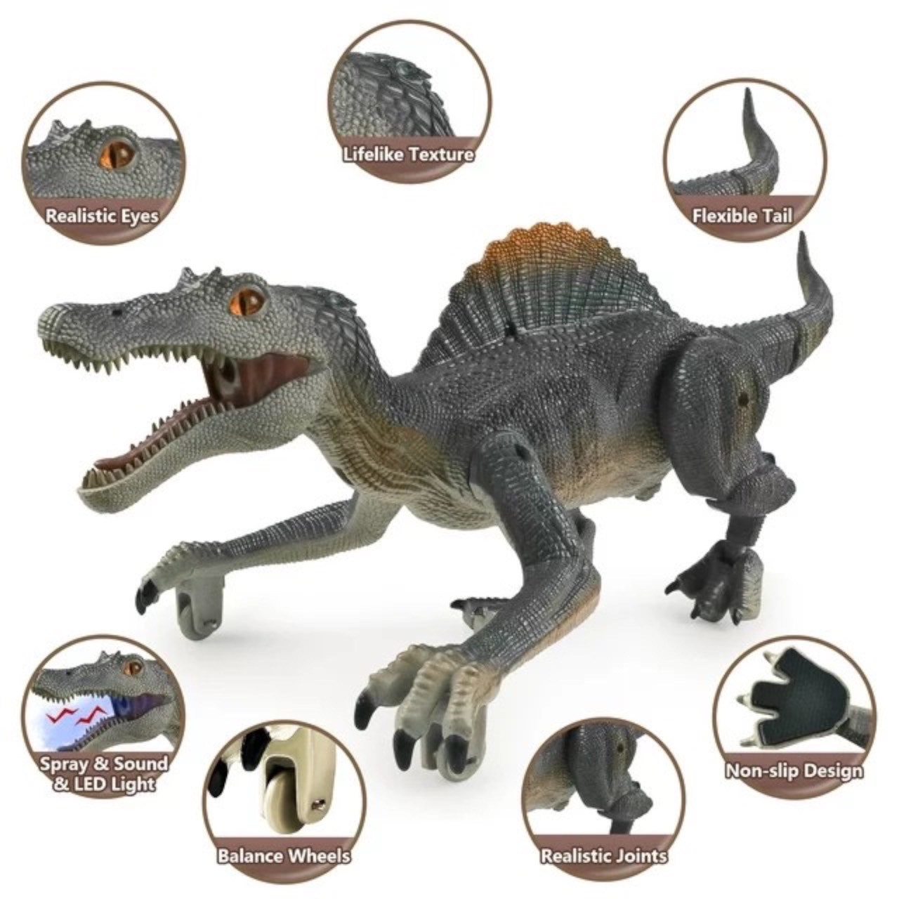 นำเข้า🇺🇸 แรปเตอร์จูราสสิคRichgv Upgraded Remote Light Control Dinosaur，Remote Control Dinosaur.