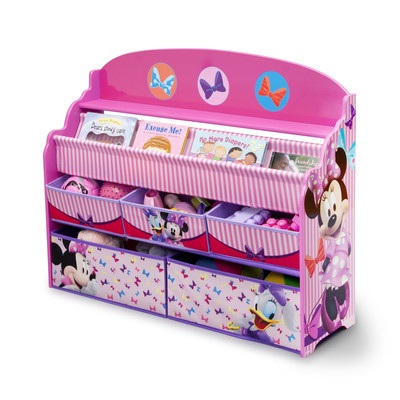 Delta Children Disney Minnie Mouse Deluxe Book & Toy Organizer (แบบใหม่ล่าสุด) ชั้นเก็บของ ชั้นวางหนังสือ ไซส์ใหญ่