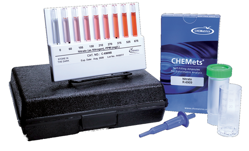CHEMets รหัสสินค้าK-6905ชุดทดสอบคุณภาพน้ำค่าไนไทรต์,Nitrate Test Kit — Zinc Reduction Method Visual Kit,Meas.range:0～3.4ppm