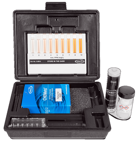 CHEMets รหัสสินค้าK-6210ชุดทดสอบคุณภาพน้ำค่าเหล็ก(รวมและเป็นโลหะ),Iron(total & ferrous) Visual High Range Kit,Meas.range:0～30&30～300ppm