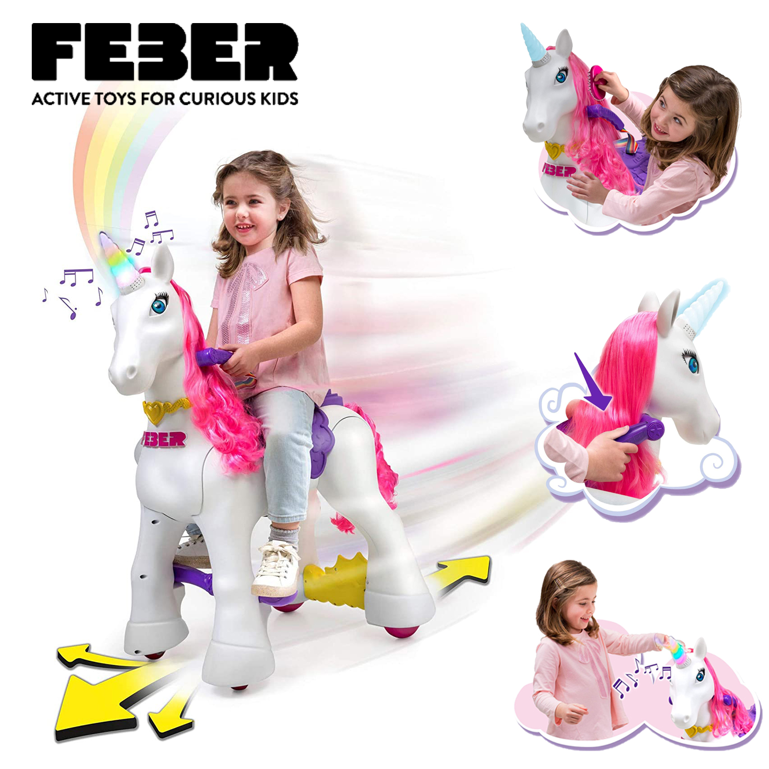 พร้อมส่งค่ะ ! ม้ายูนิคอร์นมีไฟและเสียงสมจริง Feber My Lovely Ride On Unicorn ราคา 13,000 บาท