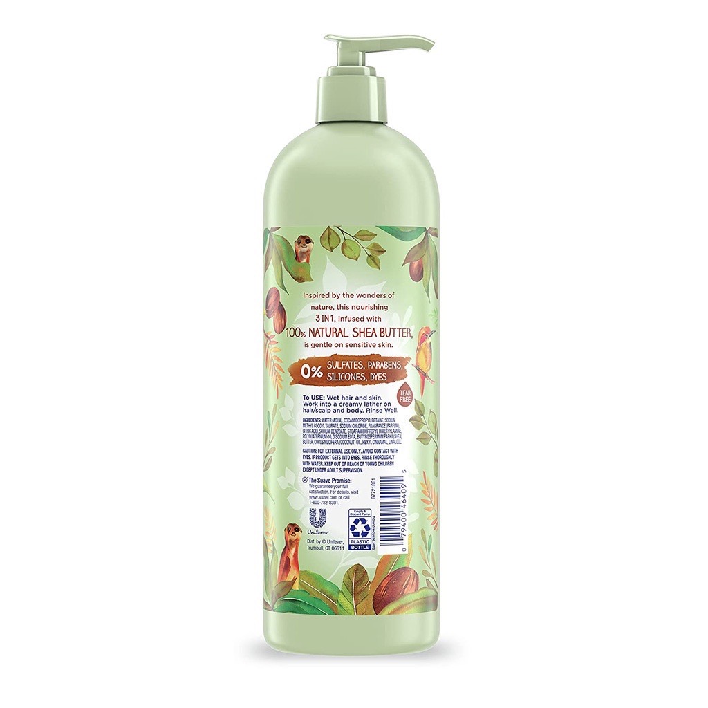 Suave Kids' 100% Natural Shea Butter 3-in-1 Shampoo + Conditioner & Body Wash - 16.5 fl oz ราคา 490 - บาท