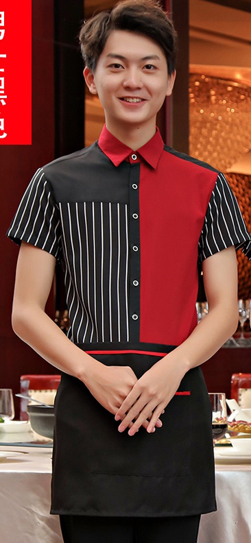 เสื้อพนักงานต้อนรับ เสื้อพนักงานเสริฟ เสื้อพนักงานโรงแรม เสื้อพนักงานร้านอาหาร สีภาพ L-3XL F6203012 เสื้อ+ ผ้ากันเปื้อนตามรูป