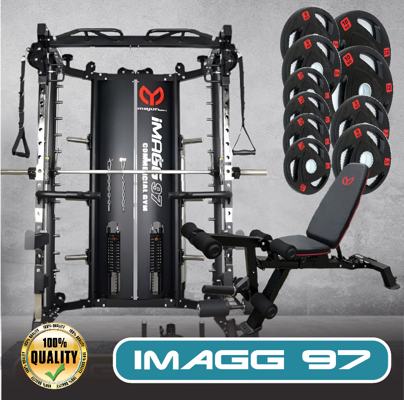 Smith Machine IMAGG 97 + ม้านั่ง819A + แผ่นน้ำหนัก50kg, สมิทแมชชีน