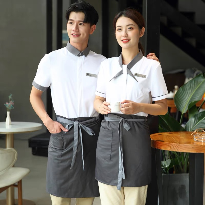 เสื้อฟอร์มพนักงานร้านอาหารกาแฟโรงแรม แขนสั้น สีภาพ L-3xl F6809006 เสื้อ **ขั้นต่ำ 2ตัว