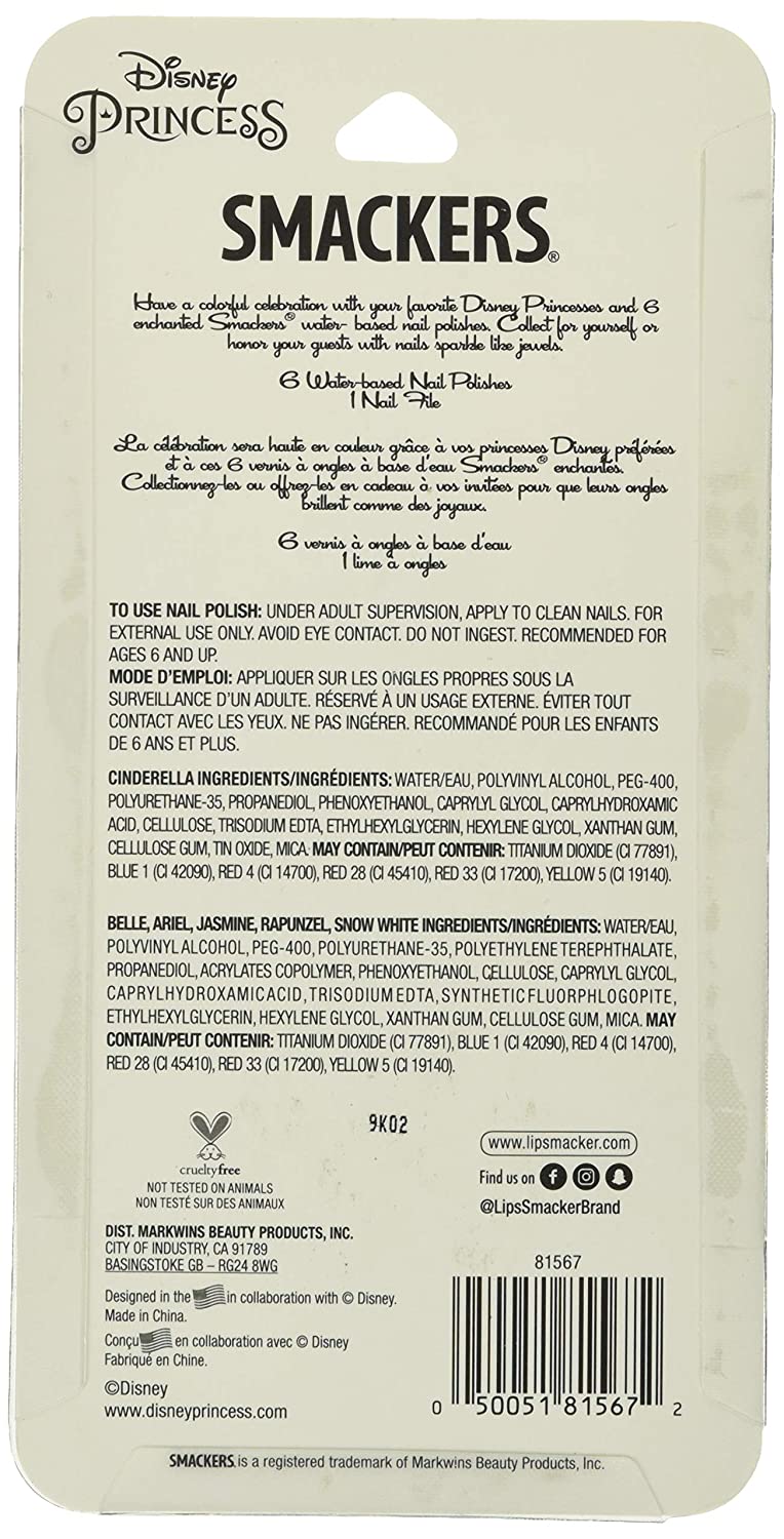 Lip Smacker Disney Nail Collection, น้ำยาทาเล็บเจ้าหญิง, ชุดน้ำยาทาเล็บ 6 ชิ้น ราคา 350 บาท