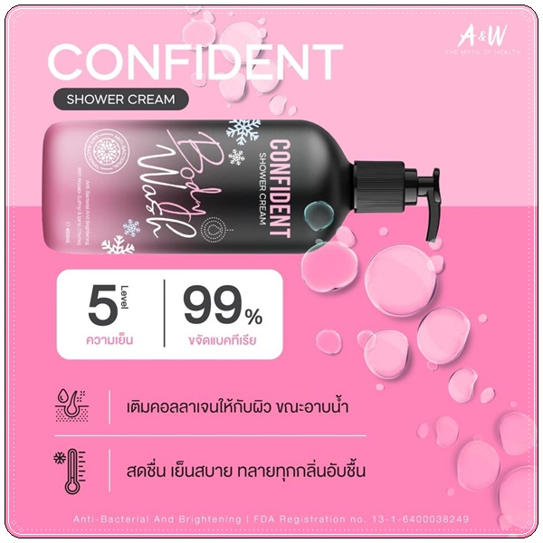 คอนฟิเด้นท์ ครีมอาบน้ำ Confident Shower Cream (แพ็คเก็ตใหม่)