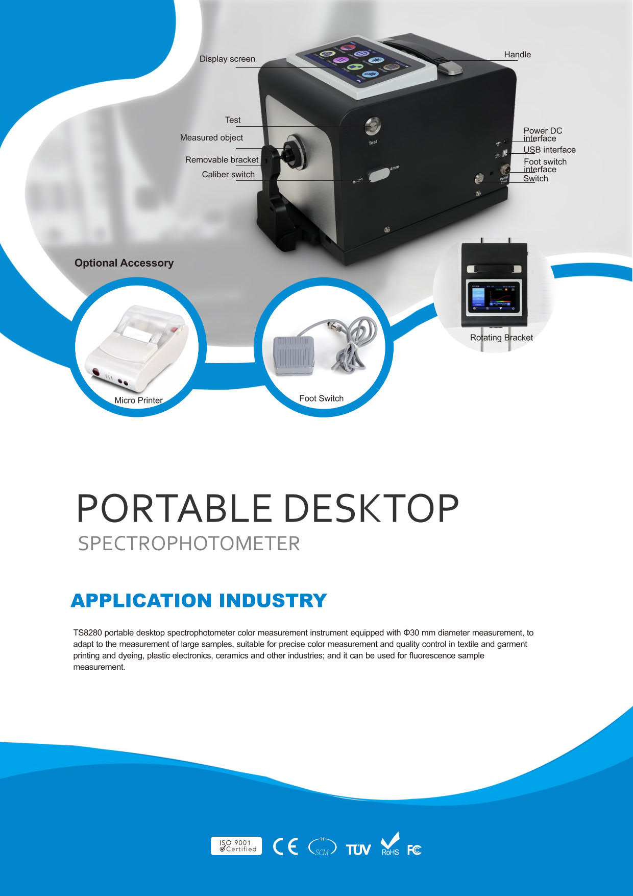3nh รุ่นTS8280เครื่องสเปกโทรโฟโตมิเตอร์แบบตั้งโต๊ะขนาดกระทัดรัดPortable Desktop Spectrophotometer/Geometry D/8,Ø30mm/Ø25.4mm,Range:400～700nm