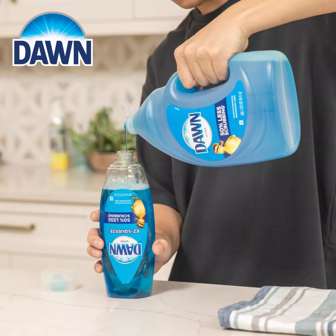 นำเข้า 🇺🇸 👉 Dawn Ultra EZ-Squeeze 💦 เป็น น้ำยาล้างจาน และขวดคว่ำได้ ขจัดไขมันได้เร็วขึ้น 5 เท่า 💪 กลิ่น Original หอมสะอาดแบบคลาสสิก 🦆