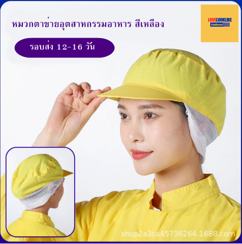 หมวกแก็ปไลน์ผลิต หมวกพนักงาน ระบายอากาศได้ดี หมวกพนักงานโรงงานอุตสาหกรรมอาหาร สีภาพ ขนาดเดียว H6803016 ้