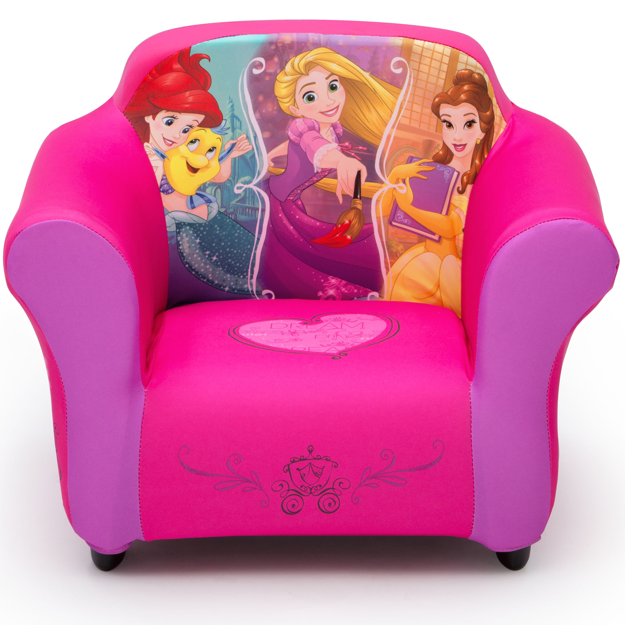 Disney Princess Kids Upholstered Chair with Sculpted Plastic Frame by Delta Children