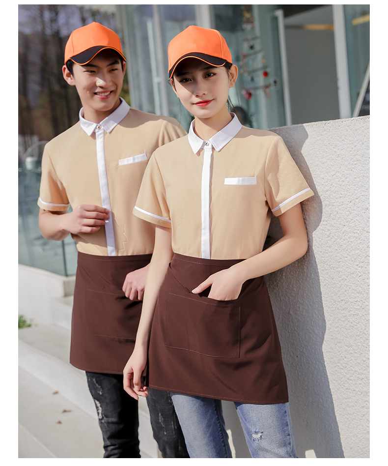 F6205004 เสื้อพนักงานต้อนรับ เสื้อพนักงานเสริฟ เสื้อพนักงานโรงแรม เสื้อพนักงานร้านอาหาร สีภาพ L-3XL F6205004 เสื้อ+ ผ้ากันเปื้อนตามรูป