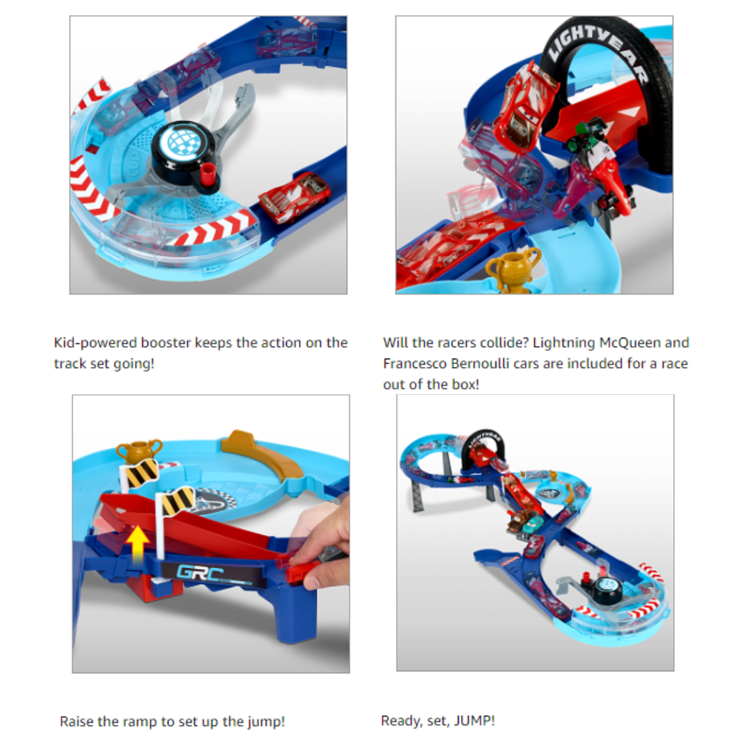 นำเข้า 🇺🇸 ซิ่งทะลุสนามแข่ง 🚗💨 กับ Mattel Disney and Pixar Cars Playset พร้อมรถ Lightning McQueen และ Francesco Bernoulli สนามแข่งกระโดดสุดมันส์ที่เด็ก ๆ ต้องหลงรัก ราคา 2,990 บาท