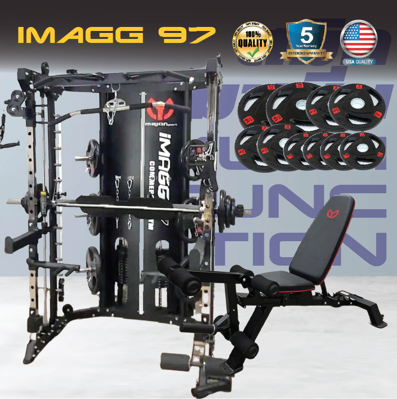 Smith Machine IMAGG 99/PinLoad180kg + ม้านั่ง825 + แผ่นหุ้มยาง50kg, สมิทแมชชีน