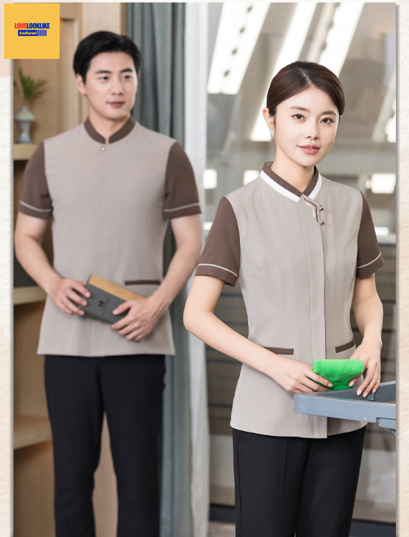 เสื้อพนักงานทำความสะอาด เสื้อแม่บ้าน เสื้อแม่บ้านโรงแรมรีสอร์ท เขียว น้ำตาล ฟ้า L-6XL D6807002 ตัว