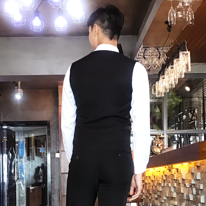 N6109001 ชุดพนักงานไนท์คลับ,Night wear,Tooling Bar Waiter,ชุดพนักงานบาร์,ชุดพนักงานโรงหนัง,ชุดพนักงานโรงละคร ดำ S-4XL N6109001 ตัว