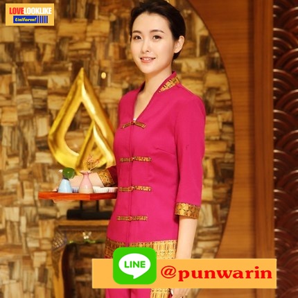 ชุดสปาโรงแรม ชุดพนักงานนวดสปา ชุดพนักงานทรีตเมันท์ ชุดทำงาน ส้ม ชมพู S-3XL S6106007 ชุด
