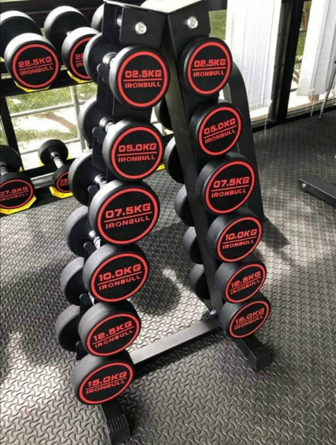 ดัมเบลยางพร้อมชั้นวาง 10 คู่ Commercial 2.5-25kg