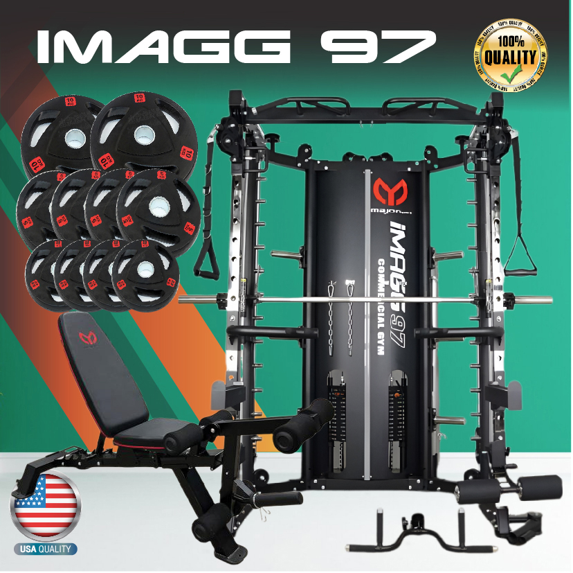 Smith Machine IMAGG 97 + ม้านั่ง819A + แผ่นน้ำหนัก50kg, สมิทแมชชีน