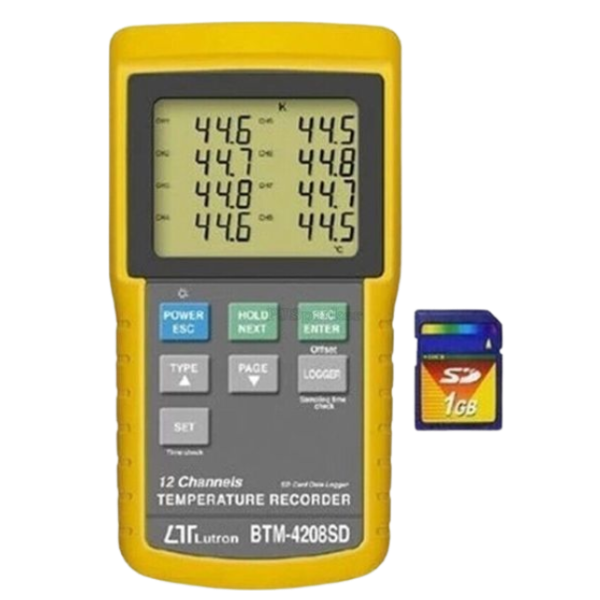 Lutron รุ่นBTM-4208SDเครื่องวัดและบันทึกค่าข้อมูลอุณหภูมิ,12 Channels Temperature Recorder Data Logger
