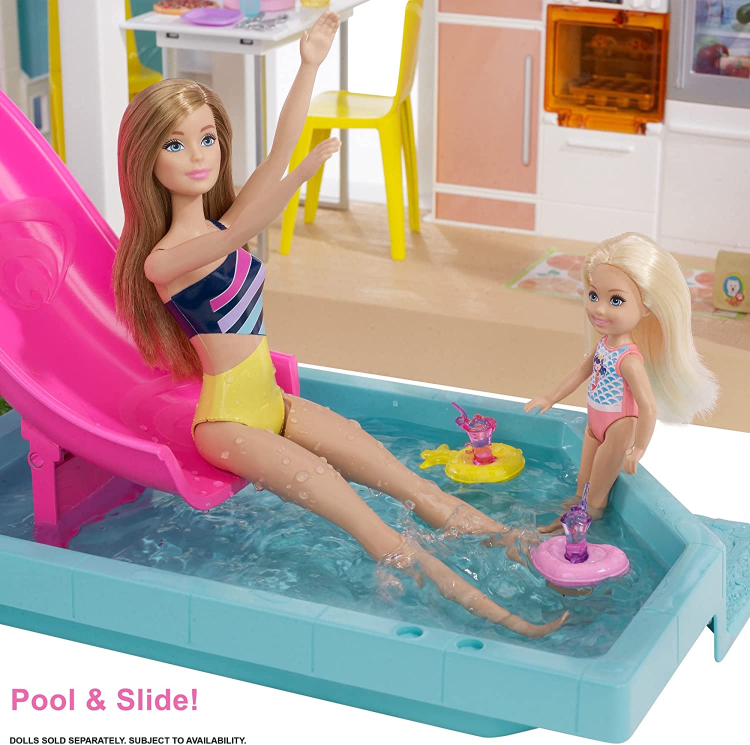 บาร์บี้ บ้าน พร้อมสระว่ายน้ำ สไลด์ ลิฟต์ และระบบแสงสีเสียง Barbie® New DreamHouse® Dollhouse with Pool, Slide, Elevator, Lights & Sounds ราคา 12900 - บาท