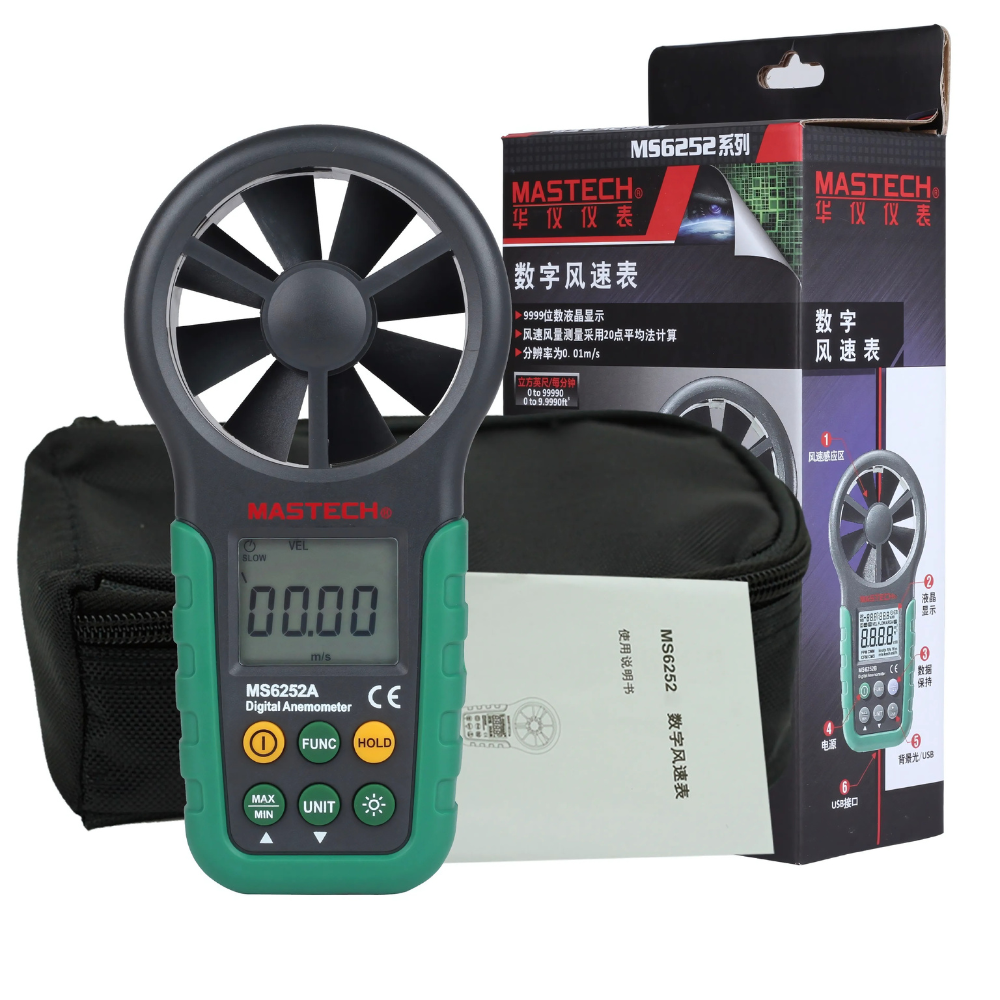Mastech รุ่น MS6252A เครื่องวัดความเร็วลมแบบดิจิตอล,Digital handheld anemometer,meas.range:0.4~30m/s