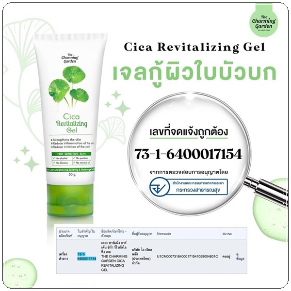 เจลกู้ผิวใบบัวบก The Charming Garden Cica Revitalizing Gel (ส่งฟรี)