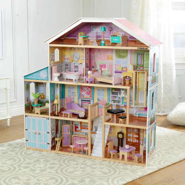 บ้านตุ๊กตา KidKraft Grand View Mansion Dollhouse with EZ Kraft Assembly™ Elevator and 34 Accessories