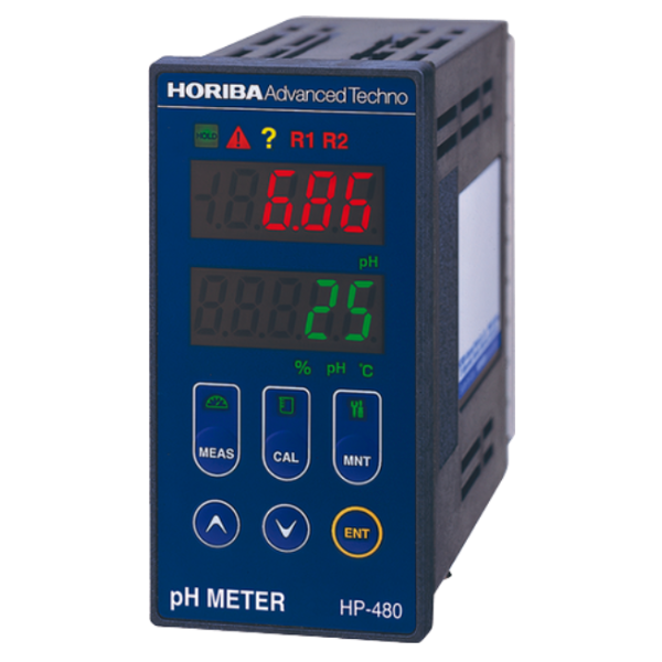 Horiba รหัส HP-480 เครื่องวัดค่าpHชนิดติดตั้งบนแผง,Panel-mount Type pH Meter(4 Wire Transmission),Meas.range pH:0～14,Resolution:0.01pH