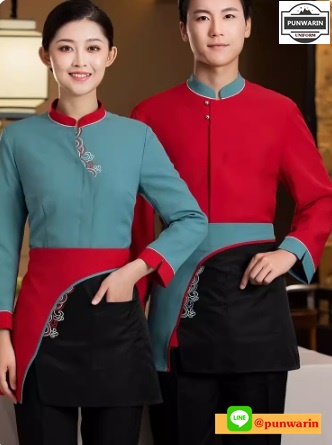 เสื้อพนักงานร้านอาหารญี่ปุ่น เกาหลี เสื้อกิโมโน ร้านอาหารญี่ปุ่นเกาหลีจีน ดำ แดง เขียว L-4XL FA6701004 เสื้อ+เปื้อน